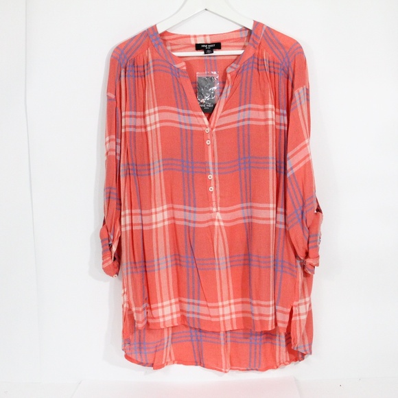 Nine West Plaid Shirt Women NEW Top Blouse - Picture 3 of 7